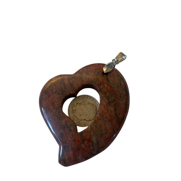 Open Heart-Shaped Jasper Pendant - Picture 5 of 5